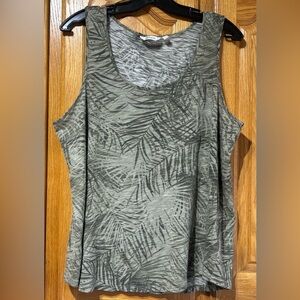 Reitmans Green Palm Print Sleeveless Tank Top Plus Size XXL